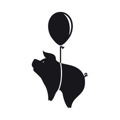 Flying/floating pig with balloon