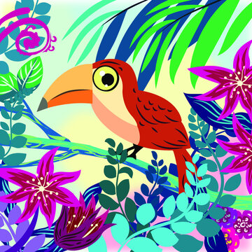Custom Illustration : bird on a branch