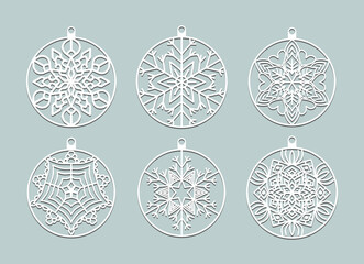snowflakes christmas design vector set