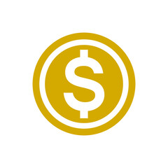 American dollar currency or dollar symbol flat icon isolated on white background