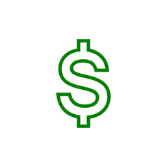 American dollar currency or dollar symbol flat icon isolated on white background