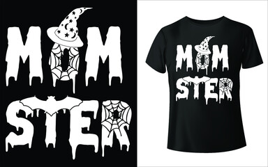 Momster t shirt women funny Halloween spider bat graphic tee casual MOM ster letter print short sleeve tops Halloween Tee, Funny Halloween T-shirt,  Vector typography t shirt design, t shirt... © sanyahmed732