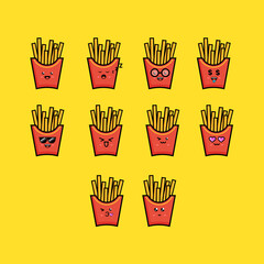 Mascot French Fries Vector Design . Suitable for your wallpaper