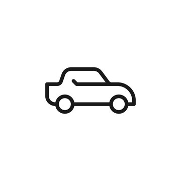 Road, transport, traffic sign. Vector symbol perfect for adverts, store, shops, books. Editable stroke. Line icon of simple car