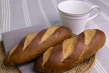 Close up Plain Laugen Bread on White Background