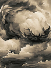 digital drawing of bad weather with clouds and storm