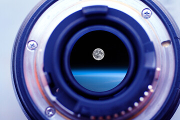camera lens close up/moon in space