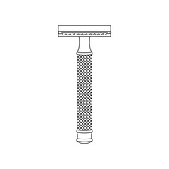 Disposable Razor Outline Icon Illustration on White Background