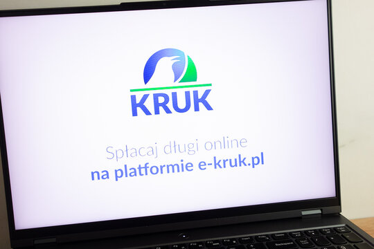 KONSKIE, POLAND - July 19, 2022: FW Kruk SA company logo displayed on laptop computer