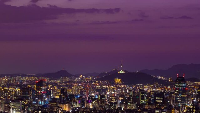 Time lapse Downtown skyline of Seoul, South Korea.