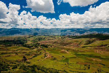 Agricultural terraces in Sacred Valley Moray in Peru. Soth America nature