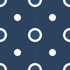 Elegant seamless pattern with dots and circles on a dark blue background. Retro, vintage style. Vector illustration.