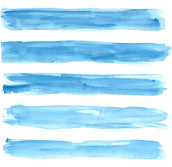 Set of watercolor brush strokes. Hand drawn watercolor stain spots isolated on a white background. Vital brushstroke