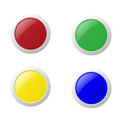 set of buttons with different color isolated on white background 