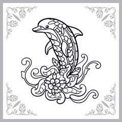 Dolphin zentangle arts isolated on white background