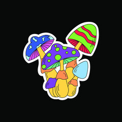 Psychedelic mushrooms, different acid colors. Psychedelics, surrealism