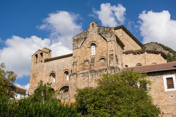 Fototapeta na wymiar iglesia del monasterio de San Pedro, siglos XI-XII,Siresa,valle de Hecho, pirineo aragones,Huesca,Spain