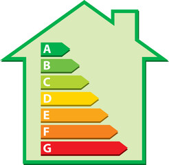 Diagnostic performance &eacute;nerg&eacute;tique. Ic&ocirc;ne d&eacute;pense &eacute;nerg&eacute;tique habitation immobilier. Illustration vectorielle X.