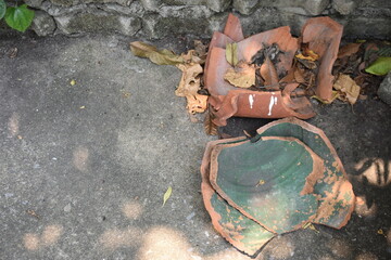 Obraz premium plant pots construction crack, worker, hands, work, people, nature, concrete, food, stone, art, hands, working