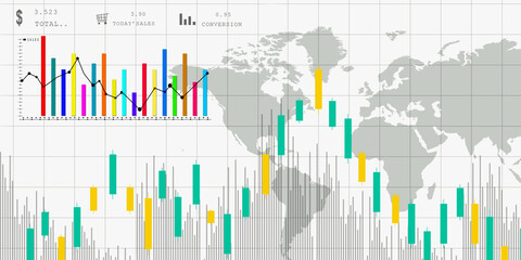 2d rendering Stock market online business concept. business Graph 