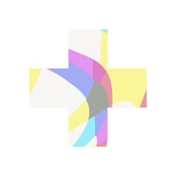 Colorful paint cross symbol or plus sign on white background vector.