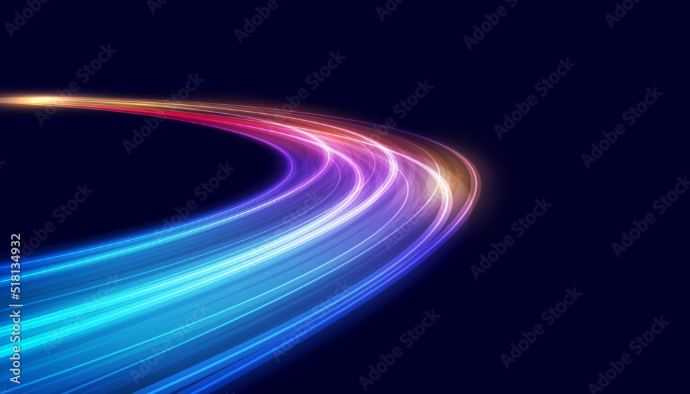 Aufkleber Modern abstract high-speed light trails effect. Futuristic dynamic motion technology. Motion pattern for banner or poster design background idea. Vector eps10.