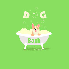 Doggie bathes in the tub,corgi,kawaii
