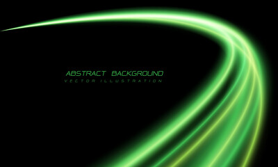 Abstract green light fast speed curve on black design modern luxury futuristic technology background vector - 518135166