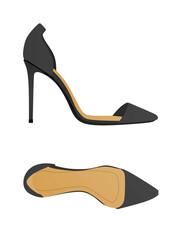 Grey high heel sandal. vector illustration