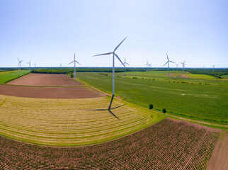 Wind turbines in the farm fields