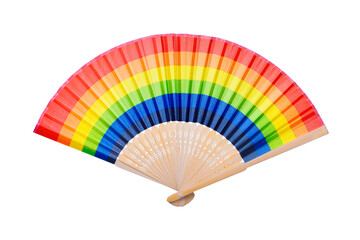 Open rainbow fan of six colors isolate on white background
