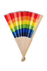 rainbow fan of six colors isolate on white background