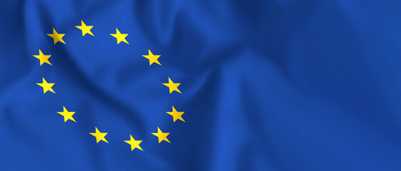 European Union flag close up. abstract blue background
