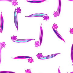 Hand drawn flower seamless pattern. Simple floral wallpaper.