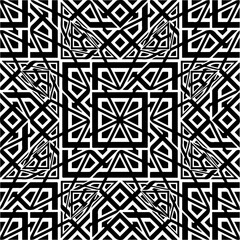 Abstract background with black and white seamless pattern. Unique geometric vector swatch. Perfect for site backdrop, wrapping paper, wallpaper, textile and surface design. 