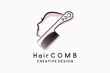 Hair comb logo design with creative hand drawn concept - obrazy, fototapety, plakaty