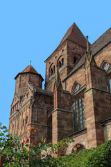 Fototapeta na wymiar Alsace - Bas-Rhin - Marmoutier - Abbaye Saint-Etienne - Tour octogonale et tour carrée