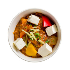 kadai chicken indian food or indian curry isolated on white background top view