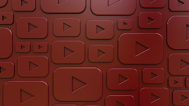 Red background with embossed Youtube logo pattern