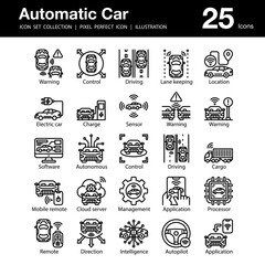 Automatic Car Outline Icon Collection set 1
