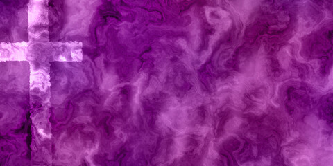 cross on atmospheric marbled effect magenta plum with copy space