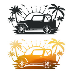 Offroad Beach Illustration Clip Art Design Shape. Summer Silhouette Icon Vector. © josepperianes
