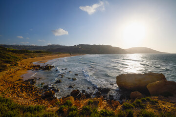 Fototapeta premium beautiful landscape with a brown sandy beach in Malta