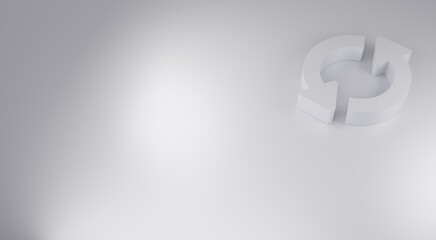 Background for cover or presentation slide with Refresh icon. Nice white background with arrows. 3d rendering.