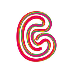 G letter with swirl candy. Vector candy and sugar font for bright logo, your application, sweet identity and more