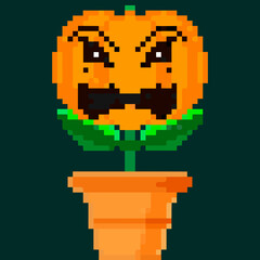 Jack olantern Halloween flower. Have a scary Halloween Angry