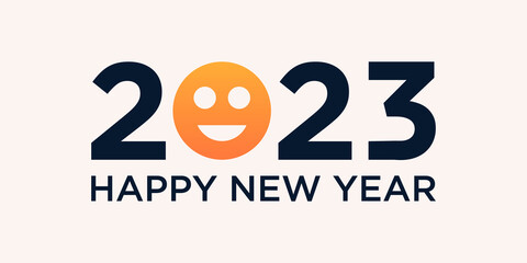 Happy New Year 2023 logo design. New year 2023 text design vector template.