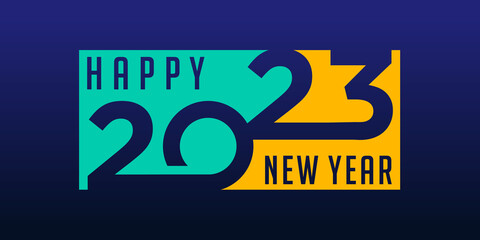 Happy New Year 2023 logo design. New year 2023 text design vector template.