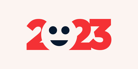Happy New Year 2023 logo design. New year 2023 text design vector template.