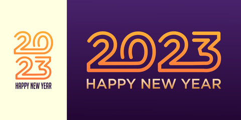 Happy New Year 2023 logo design. New year 2023 text design vector template.